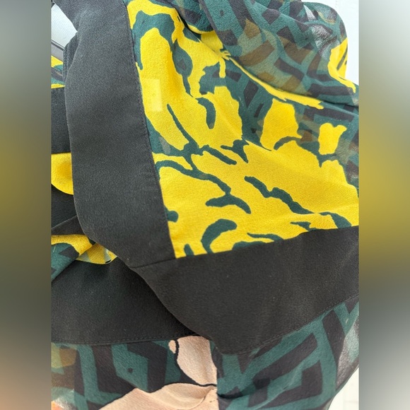 Diane Von Furstenberg Yellow and Black Floral Midi Dress - Picture 14 of 14